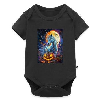 Cadeau d’Halloween Femmes Licorne Hommes Enfants - Body à manches courtes Premium Bébé - noir - Devant