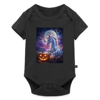 Cadeau d’Halloween Femmes Licorne Hommes Enfants - Body à manches courtes Premium Bébé - noir - Devant