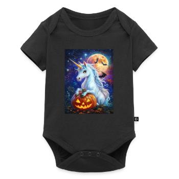 Cadeau d’Halloween Femmes Licorne Hommes Enfants - Body à manches courtes Premium Bébé - noir - Devant