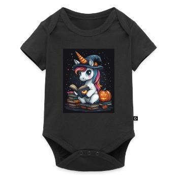 Cadeau d’Halloween Femmes Licorne Hommes Enfants - Body à manches courtes Premium Bébé - noir - Devant