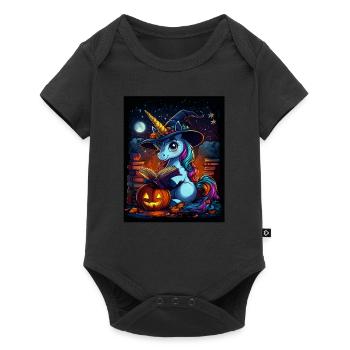 Cadeau d’Halloween Femmes Licorne Hommes Enfants - Body à manches courtes Premium Bébé - noir - Devant