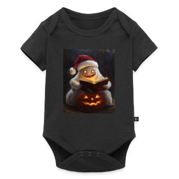 Halloween Gift Ghost with Christmas Hat Decoration - Baby Premium short-sleeve bodysuit - black - Front