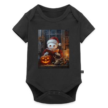 Halloween Gift Ghost with Christmas Hat Decoration - Baby Premium short-sleeve bodysuit - black - Front