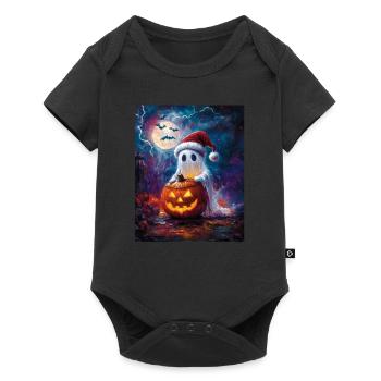 Halloween Gift Ghost with Christmas Hat Decoration - Baby Premium short-sleeve bodysuit - black - Front
