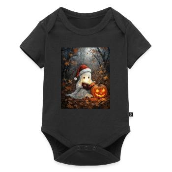Halloween Gift Ghost with Christmas Hat Decoration - Baby Premium short-sleeve bodysuit - black - Front