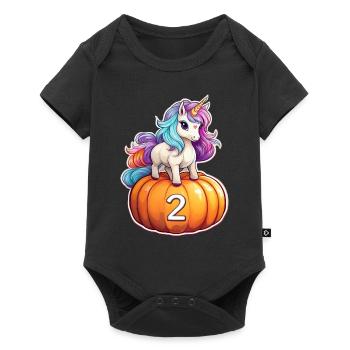 Licorne Citrouille Automne 2 - Body à manches courtes Premium Bébé - noir - Devant