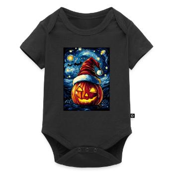 Halloween Gift Pumpkin with Santa Hat Decoration - Baby Premium short-sleeve bodysuit - black - Front