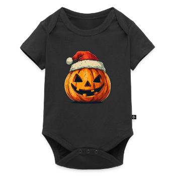 Halloween Gift Pumpkin with Santa Hat Decoration - Baby Premium short-sleeve bodysuit - black - Front