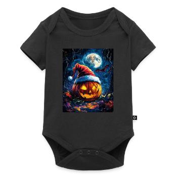 Halloween Gift Pumpkin with Santa Hat Decoration - Baby Premium short-sleeve bodysuit - black - Front