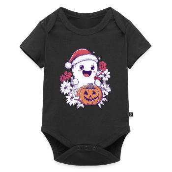 Halloween Gift Ghost with Christmas Hat Decoration - Baby Premium short-sleeve bodysuit - black - Front