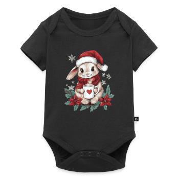 Lapin Café Décoration de Noël Femmes Hommes Enfants - Body à manches courtes Premium Bébé - noir - Devant