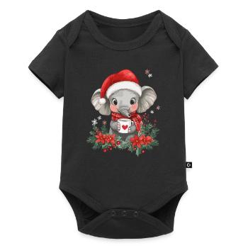 Elefant Kaffee Weihnachten Frauen Männer Kinder - Baby Premium Kurzarmbody - Schwarz - Vorne