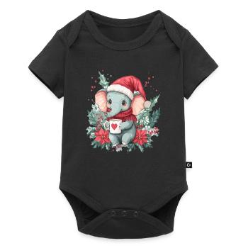 Elefant Kaffee Weihnachten Frauen Männer Kinder - Baby Premium Kurzarmbody - Schwarz - Vorne