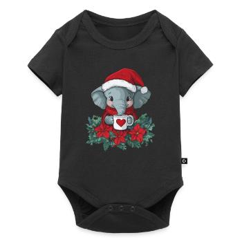 Elefant Kaffee Weihnachten Frauen Männer Kinder - Baby Premium Kurzarmbody - Schwarz - Vorne