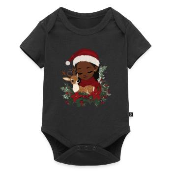 African Santa Woman Coffee Christmas - Baby Premium short-sleeve bodysuit - black - Front