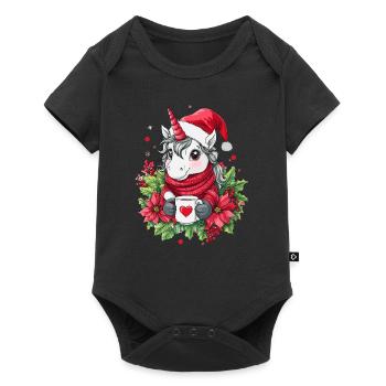 Unicorn Coffee Christmas Women Men Children - Baby Premium short-sleeve bodysuit - black - Front