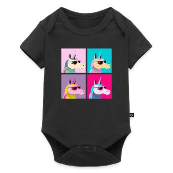 Pop Art Unicorn With Sunglasses - Body à manches courtes Premium Bébé - noir - Devant