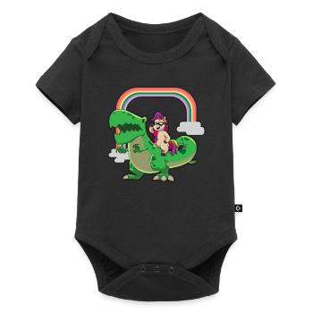 Unicorn loves T Rex - Baby Premium short-sleeve bodysuit - black - Front