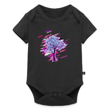 Tree Blossom 80s Retro Violet - Body à manches courtes Premium Bébé - noir - Devant