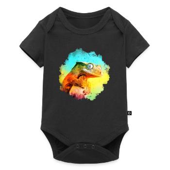 Crested Gecko Reptile Keeper Eidechse Aquarell Des - Baby Premium Kurzarmbody - Schwarz - Vorne