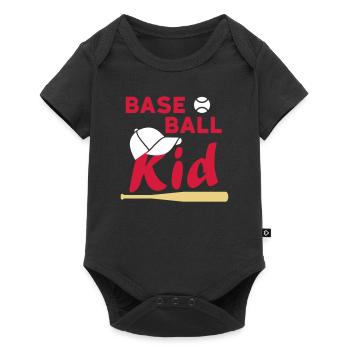 Enfant de baseball (balle de jeu, casquette, batte de baseball) - Body à manches courtes Premium Bébé - noir - Devant