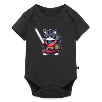 Cute samurai cat - Baby Premium short-sleeve bodysuit - black - Front