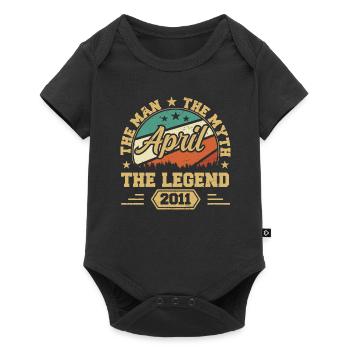 Born In April 2011 Funny Birthday Retro - Baby Premium short-sleeve bodysuit - black - Front