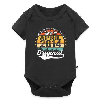 April 2014 Geburtstagsgeschenk April 2014 Vintage - Baby Premium Kurzarmbody - Schwarz - Vorne
