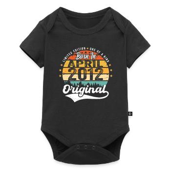 April 2012 Geburtstagsgeschenk April 2012 Vintage - Baby Premium Kurzarmbody - Schwarz - Vorne