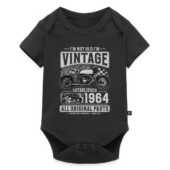 1964 Vintage Birthday Cafe Racer Motorcycle - Baby Premium short-sleeve bodysuit - black - Front
