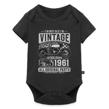 1961 Jahrgang Geburtstag Cafe Racer Motorrad - Baby Premium Kurzarmbody - Schwarz - Vorne