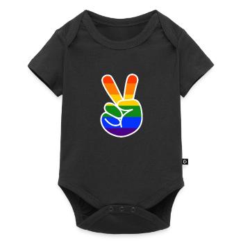 Victory Sign LGBT Gay Pride CSD Rainbow - Baby Premium short-sleeve bodysuit - black - Front
