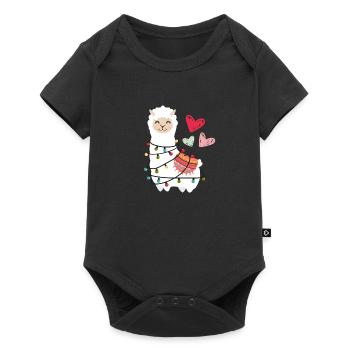 Alpaga lama amour moelleux coeur mignon drôle - Body à manches courtes Premium Bébé - noir - Devant