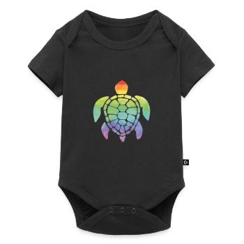 Rainbow turtle - Baby Premium short-sleeve bodysuit - black - Front