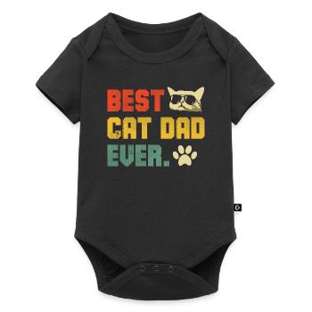 Bast Cat Dad Ever Retro Grafik - Baby Premium Kurzarmbody - Schwarz - Vorne