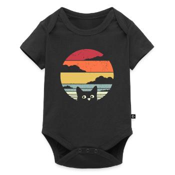 Graphique drôle de chat - Body à manches courtes Premium Bébé - noir - Devant