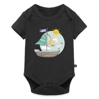 Segeltörn auf dem Bodensee mit tierischen Passagie - Baby Premium Kurzarmbody - Schwarz - Vorne