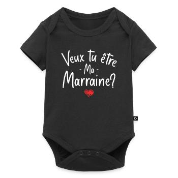 Veux tu être ma marraine? bébé cadeau naissance - Body à manches courtes Premium Bébé - noir - Devant