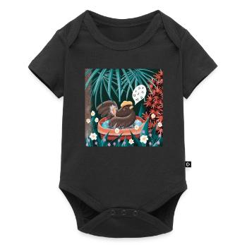 Singing blackbird bathing - Baby Premium short-sleeve bodysuit - black - Front