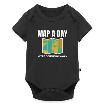 Carte du monde SIG Cartographie Terre Géographie - Body à manches courtes Premium Bébé - noir - Devant