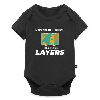 Map Layers GIS Cartography Geographic Data - Baby Premium short-sleeve bodysuit - black - Front