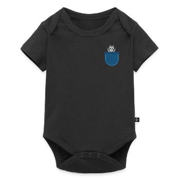 Waldtier Trash Panda Geschenk Brusttasche Waschbär - Baby Premium Kurzarmbody - Schwarz - Vorne