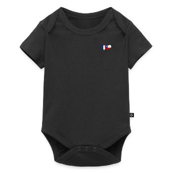 France Chile Flag Heart - Baby Premium short-sleeve bodysuit - black - Front