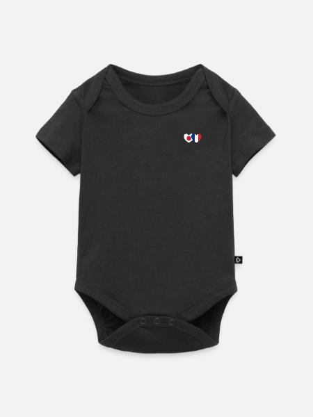 Japan Frankreich Flagge Herz - Baby Premium Kurzarmbody - Schwarz