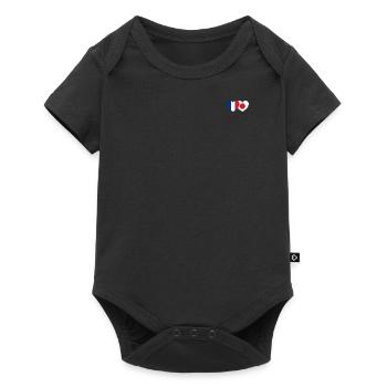 France Japon Flag Coeur - Body à manches courtes Premium Bébé - noir - Devant