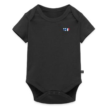 Finlande France Flag Coeur - Body à manches courtes Premium Bébé - noir - Devant