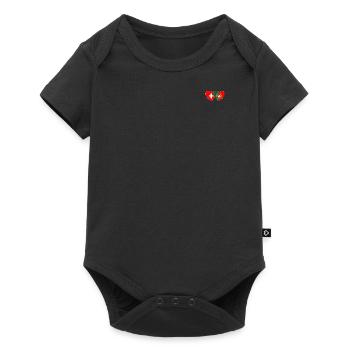 Schweiz Portugal Flagge Herz - Baby Premium Kurzarmbody - Schwarz - Vorne