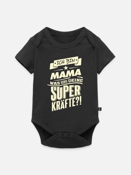Superkraefte Mama Geburtstag RAHMENLOS Geschenk - Baby Premium Kurzarmbody - Schwarz