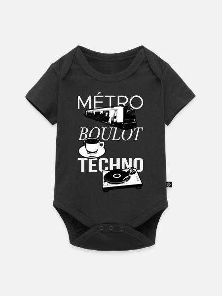 Metro Boulot TECHNO! - Body à manches courtes Premium Bébé - noir