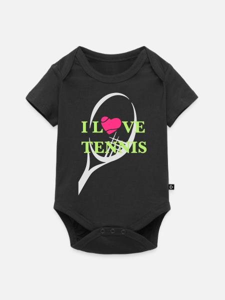 I LOVE TENNIS - Baby Premium Kurzarmbody - Schwarz